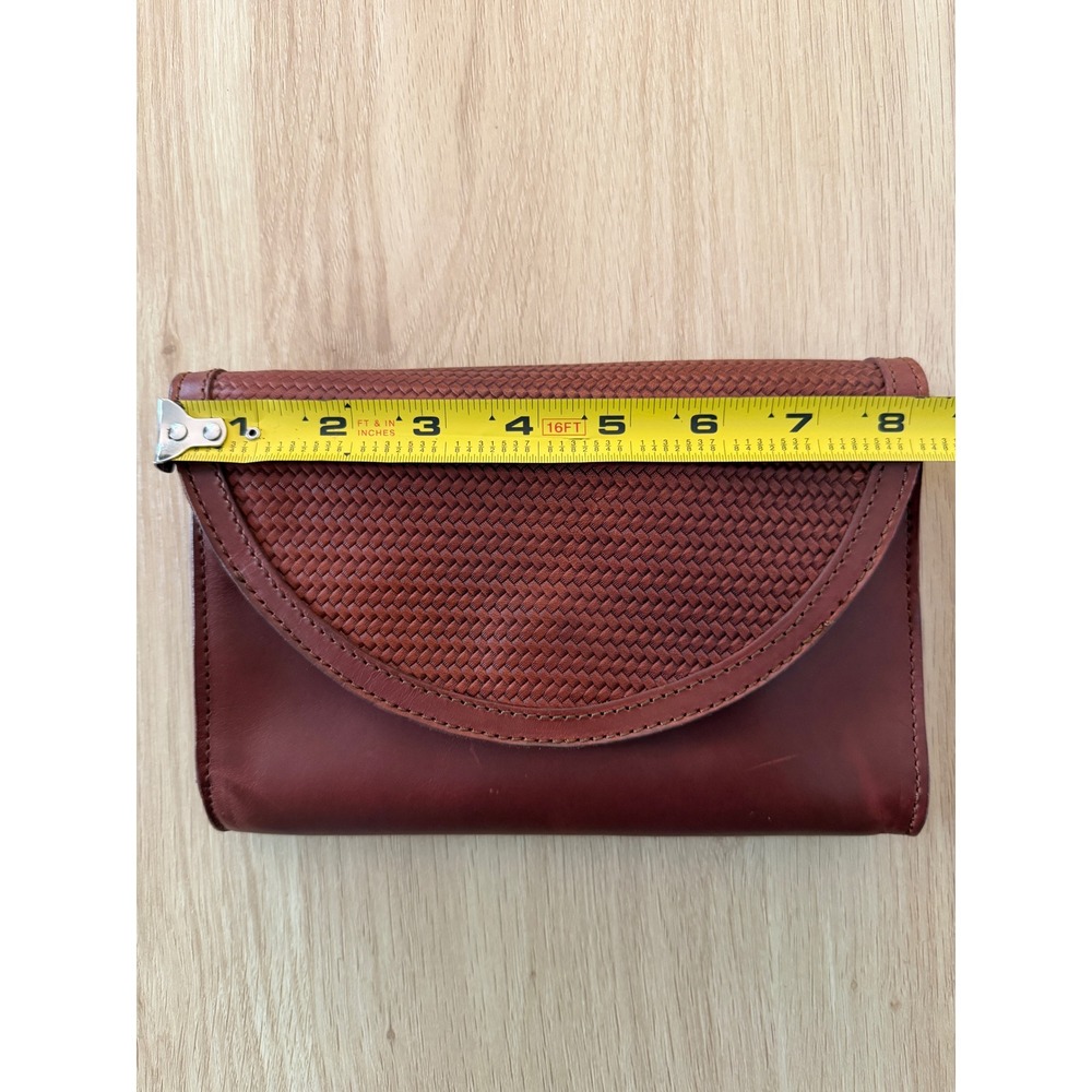 Nisolo Cleo Convertible Crossbody Clutch Bag Brandy Woven Leather Boho Western - Picture 8 of 14
